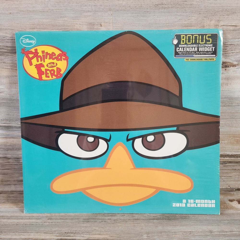 Disney Phineas and Ferb 2013 Wall Calendar Perry the Platypus Agent P Sealed